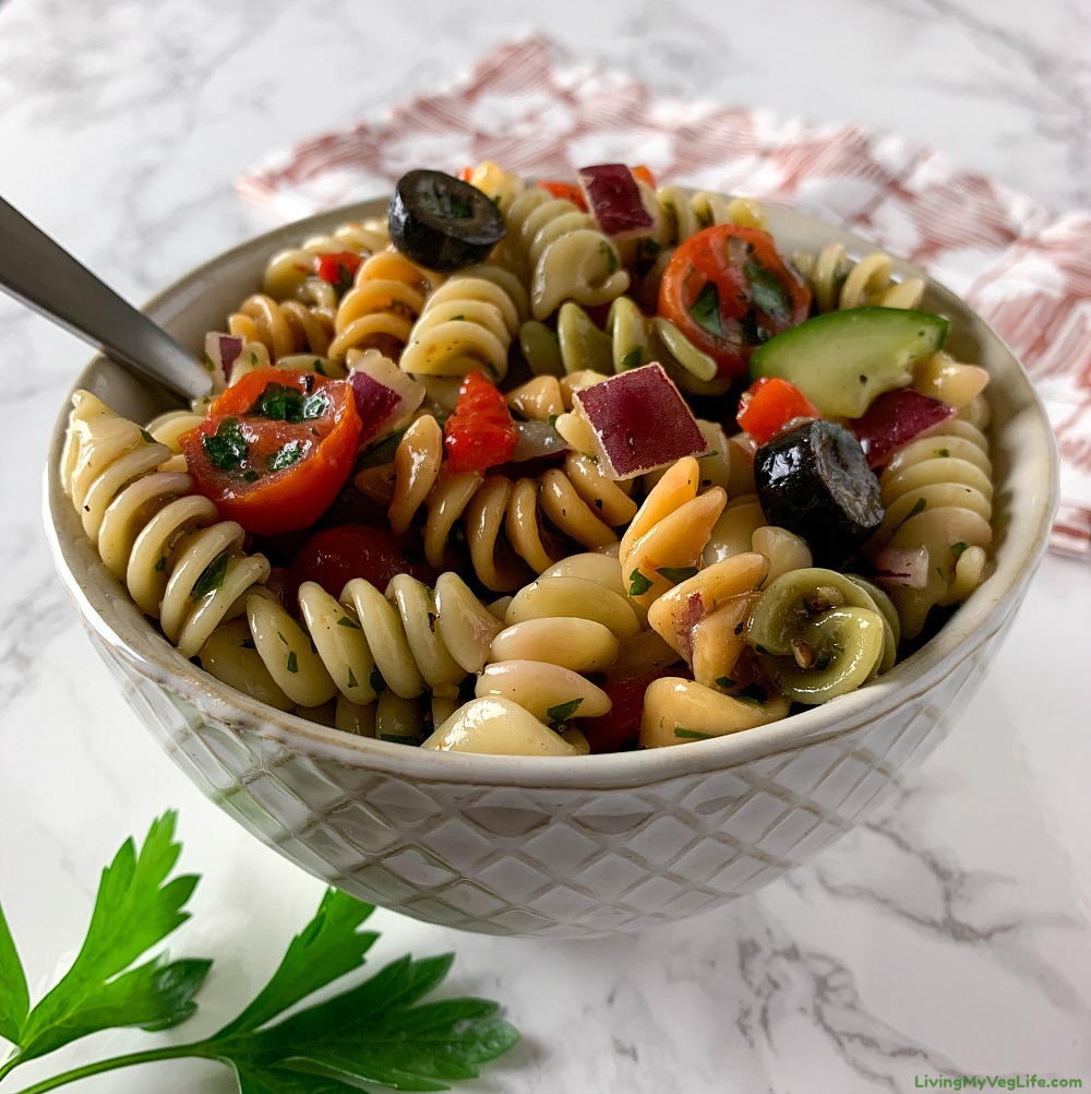 vegan Italian pasta salad bowl