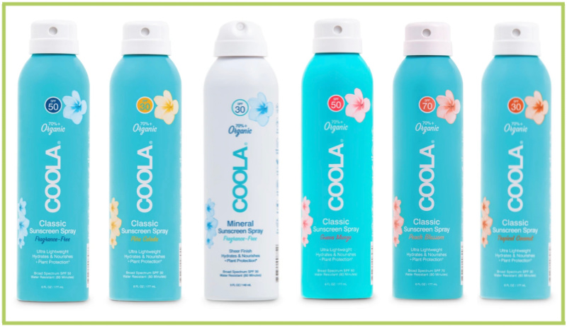 Coola Cruelty free and Vegan sunscreen sprays