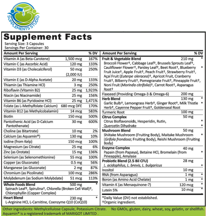supplements studio whole food multivitamin nutrition facts