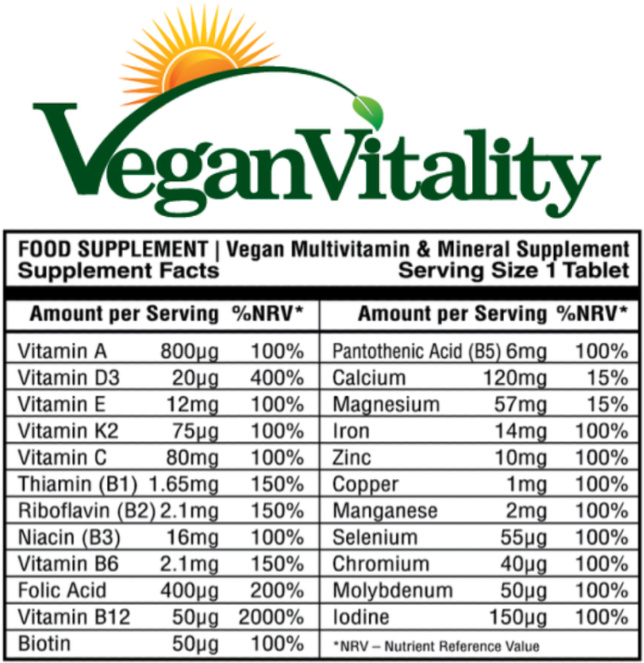 vegan vitality vitamins nutrition facts